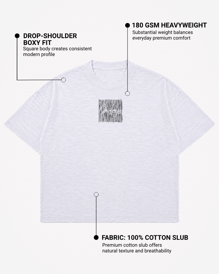 CowBoys Boxy Slub Tee | 180 GSM Dusty White Cotton Slub Graphic T-Shirt