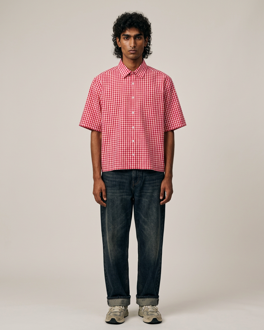 Red Picnic Oxford Boxy Shirt | 160 GSM Cotton Oxford Check Shirt