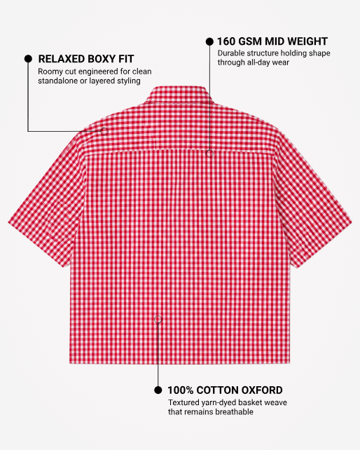 Wander Wagon Boxy Oxford Shirt | 160 GSM Red Cotton Oxford Shirt