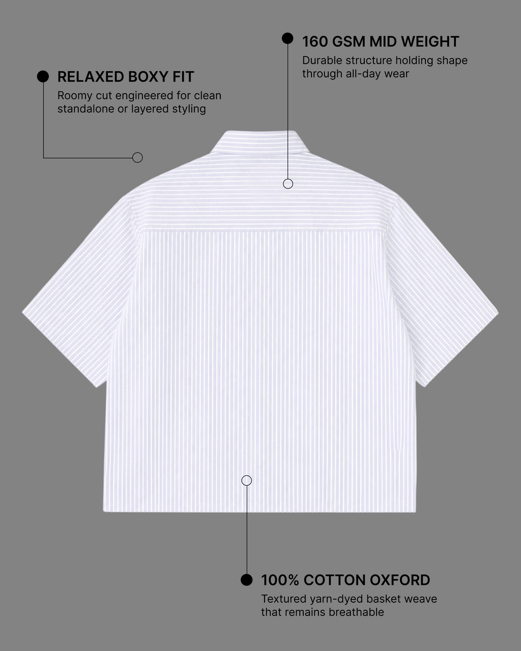 Blue Striped Oxford Boxy Shirt | 160 GSM Cotton Oxford Stripe Shirt