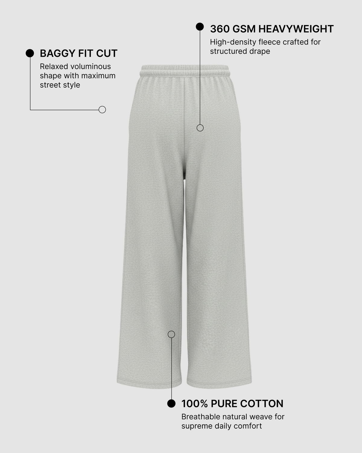 Grey Baggy Fit Jogger | 360 GSM Cotton Baggy Sweatpants