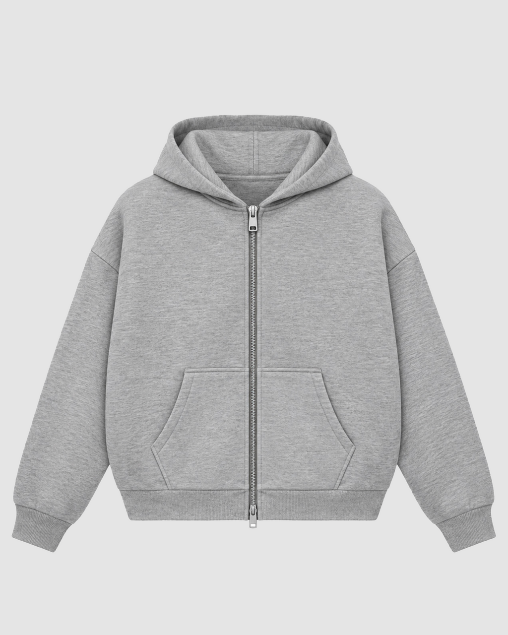 Grey Boxy Dual Zipper Hoodie | 360 GSM Cotton Boxy Hoodie