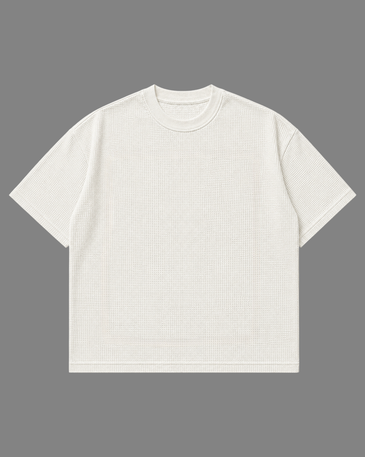 Off-White Waffle Boxy Fit T-Shirt | 240 GSM Waffle Knit Cotton Boxy Fit Tee